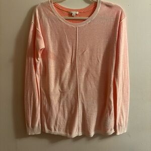 Gap Peach Crewneck Long Sleeve Lightweight Sweater with White Trim Size XS